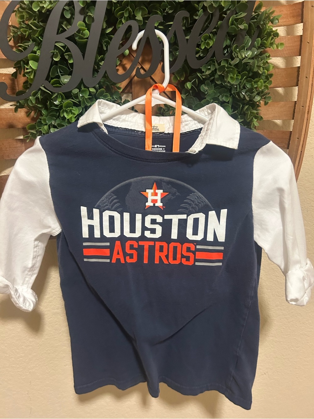 Houston Astros Kids Navy & White Long Sleeve Tee